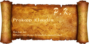 Prokopp Klaudia névjegykártya